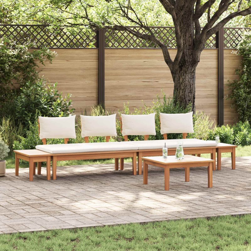Ensemble de canapé de jardin 5 pcs Marron et Crème 614782614782