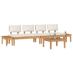 Ensemble de canapé de jardin 5 pcs Marron et Crème 614782614782