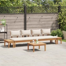 Ensemble de canapé de jardin 5 pcs Marron et Crème 614782614782