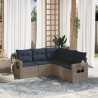 Ensemble de canapé de jardin 5 pcs avec coussins gris résine tressée 614783614783