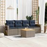 Ensemble de canapé de jardin 5 pcs avec coussins gris résine tressée 614784614784