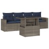 Ensemble de canapé de jardin 5 pcs avec coussins gris résine tressée 614785614785