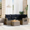 Ensemble de canapé de jardin 5 pcs avec coussins gris résine tressée 614786614786