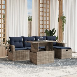 Ensemble de canapé de jardin 6 pcs avec coussins gris résine tressée 614787614787