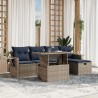 Ensemble de canapé de jardin 6 pcs avec coussins gris résine tressée 614787614787