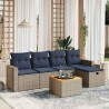 Ensemble de canapé de jardin 6 pcs avec coussins gris résine tressée 614796614796