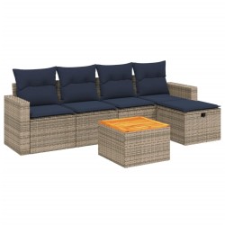 Ensemble de canapé de jardin 6 pcs avec coussins gris résine tressée 614796614796