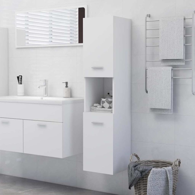 Armoire de salle de bain Blanc 30x30x130 cm Bois d’ingénierie 614811614811
