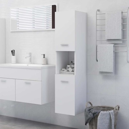 Armoire de salle de bain Blanc 30x30x130 cm Bois d’ingénierie 614811614811