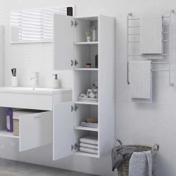 Armoire de salle de bain Blanc 30x30x130 cm Bois d’ingénierie 614811614811