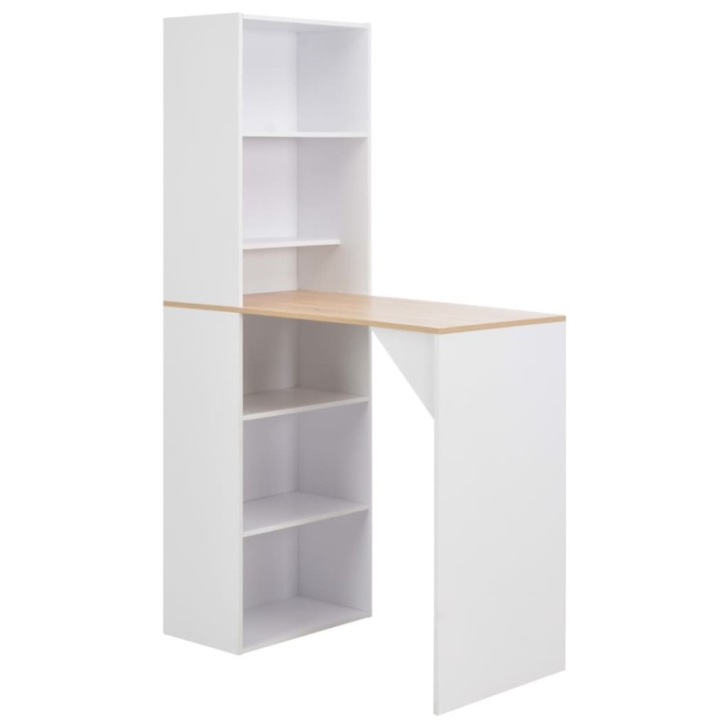 Table de bar avec armoire Blanc 115x59x200 cm 614824614824