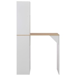 Table de bar avec armoire Blanc 115x59x200 cm 614824614824