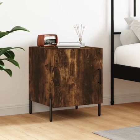 Table de chevet chêne fumé 40x40x50 cm bois d'ingénierie 614833614833