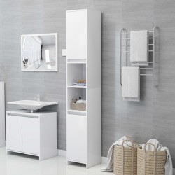 Armoire de salle de bain Blanc 30x30x183,5 cm Bois d'ingénierie 614835614835