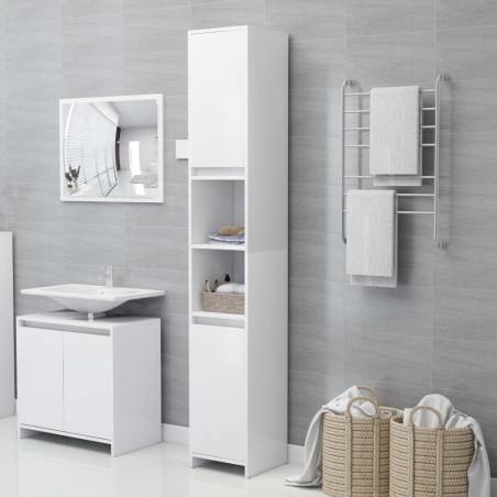 Armoire de salle de bain Blanc 30x30x183,5 cm Bois d'ingénierie 614835614835