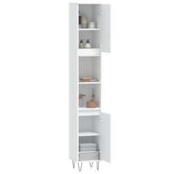 Armoire de salle de bain blanc 30x30x190 cm bois d'ingénierie 614837614837