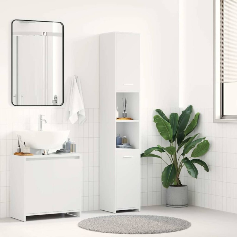 Armoire de salle de bain Blanc 30x30x183,5 cm Bois d'ingénierie 614839614839
