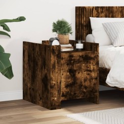 Table de chevet chêne fumé 45x50x50 cm bois d'ingénierie 614851614851