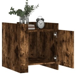 Table de chevet chêne fumé 45x50x50 cm bois d'ingénierie 614851614851
