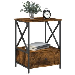 Table de chevet chêne fumé 50x41x65 cm bois d'ingénierie 614852614852