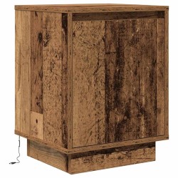 Table de chevet avec lumières LED vieux bois 38x34x50 cm 614857614857