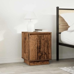 Table de chevet avec lumières LED vieux bois 38x34x50 cm 614857614857