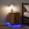 Table de chevet avec lumières LED vieux bois 38x34x50 cm 614857614857