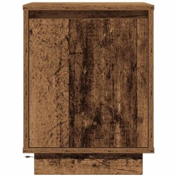 Table de chevet avec lumières LED vieux bois 38x34x50 cm 614857614857