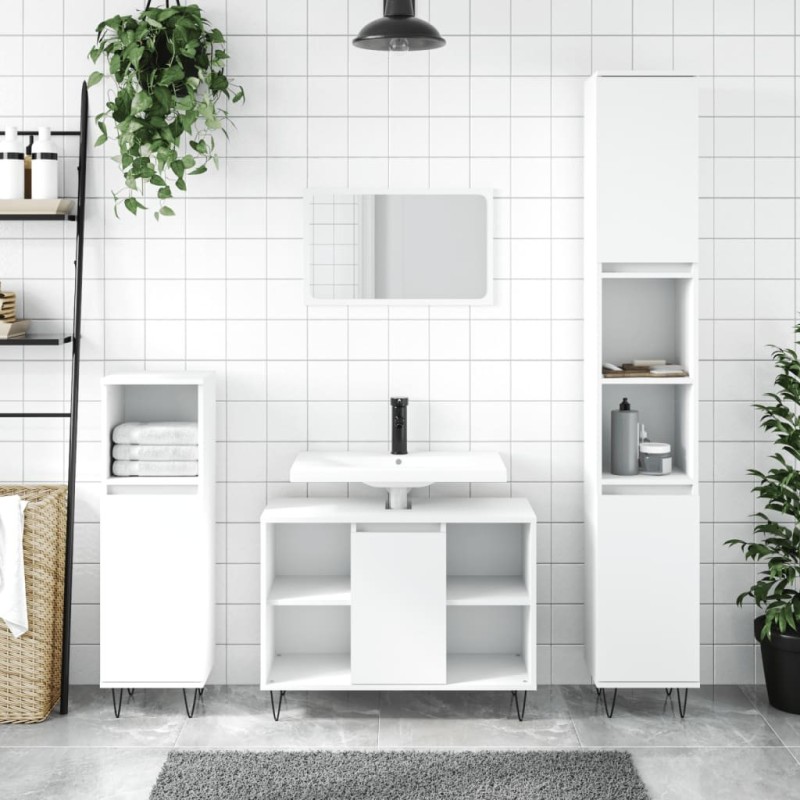 Armoire de salle de bain blanc 30x30x100 cm bois d'ingénierie 614865614865