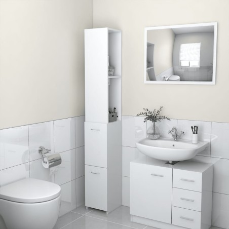 Armoire de salle de bain blanc 25x26,5x170 cm bois d'ingénierie 614867614867