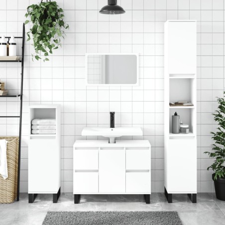 Armoire de salle de bain blanc 30x30x100 cm bois d'ingénierie 614870614870