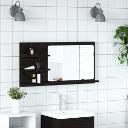 Armoire de salle de bain avec miroir en chêne noir 90 x 11 x 45 cm Bois d'ingénierie 614873614873