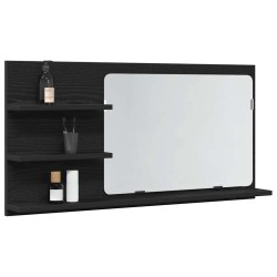 Armoire de salle de bain avec miroir en chêne noir 90 x 11 x 45 cm Bois d'ingénierie 614873614873