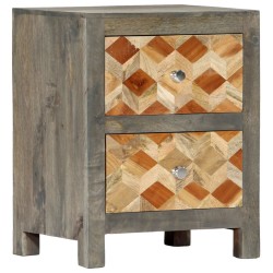 Table de chevet Gris 40x30x50 cm Bois de manguier massif 614877614877