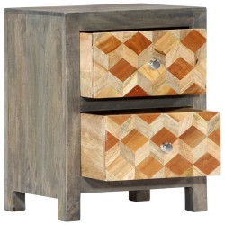 Table de chevet Gris 40x30x50 cm Bois de manguier massif 614877614877