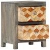 Table de chevet Gris 40x30x50 cm Bois de manguier massif 614877614877