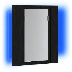 Armoire de salle de bain avec miroir LED en chêne noir 40 x 12 x 45 cm bois d'ingénierie 614888614888