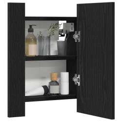 Armoire de salle de bain avec miroir LED en chêne noir 40 x 12 x 45 cm bois d'ingénierie 614888614888