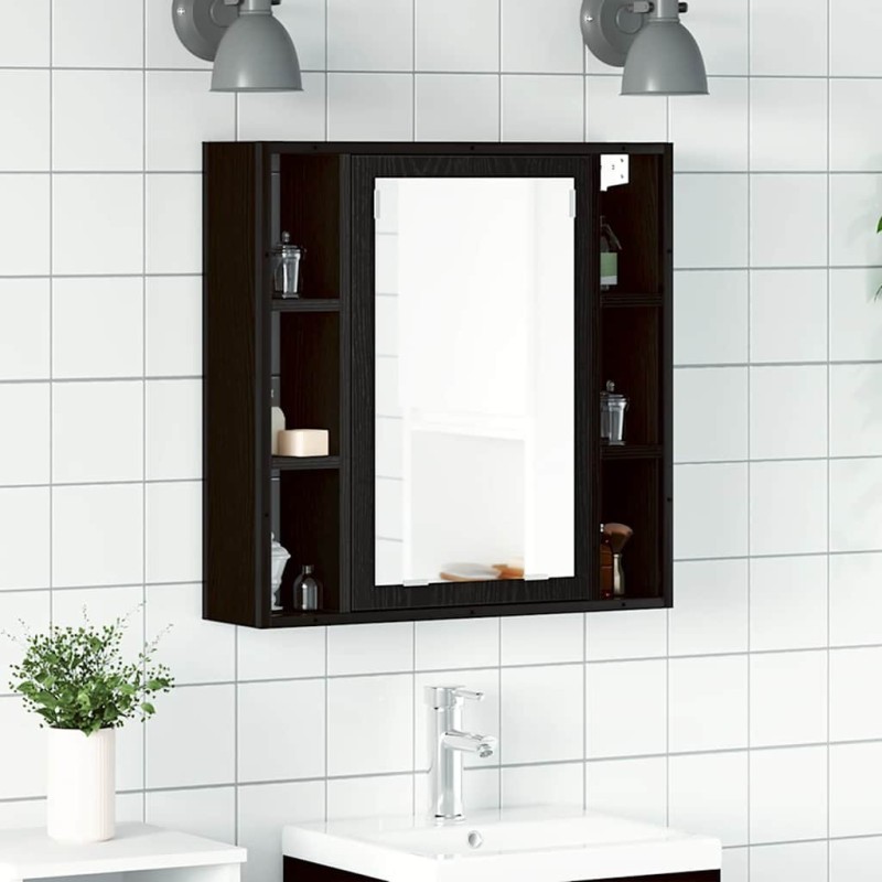 Armoire de salle de bain avec miroir Chêne noir 60 x 16 x 60 cm Bois d'ingénierie 614891614891