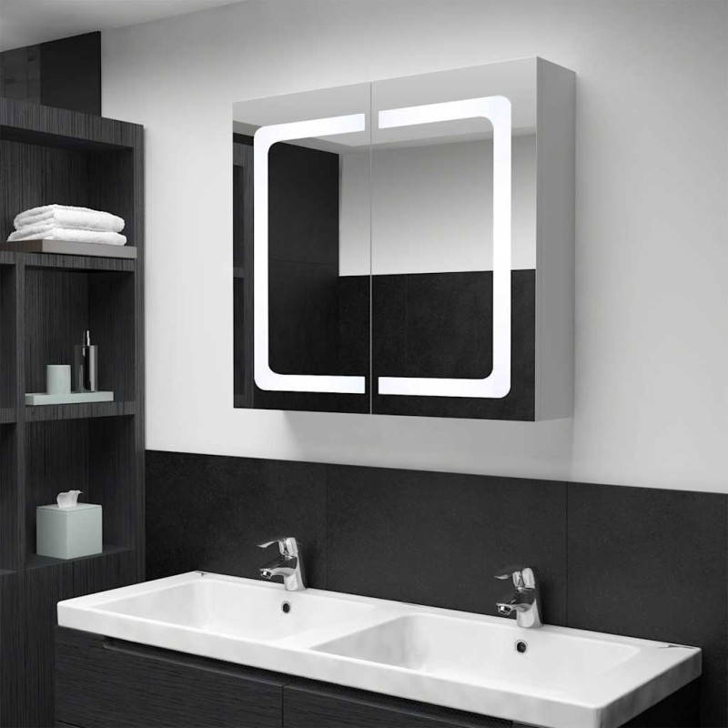 Armoire de salle de bain à miroir LED 80x12,2x68 cm 614894614894