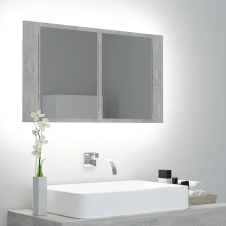 Armoire de salle de bain à miroir LED Gris béton Acrylique 614909614909