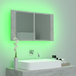 Armoire de salle de bain à miroir LED Gris béton Acrylique 614909614909