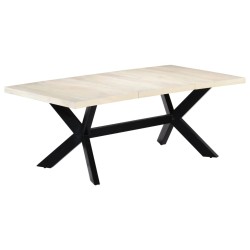 Table de salle à manger Blanc 200x100x75cm Bois manguier massif 614911614911