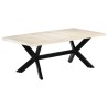 Table de salle à manger Blanc 200x100x75cm Bois manguier massif 614911614911
