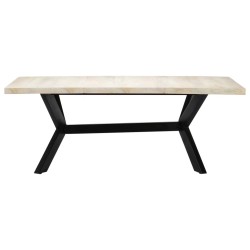 Table de salle à manger Blanc 200x100x75cm Bois manguier massif 614911614911