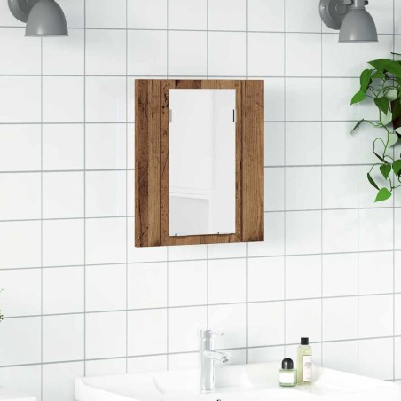 Armoire de salle de bain à miroir LED vieux bois 40x12x45 cm 614913614913
