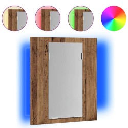 Armoire de salle de bain à miroir LED vieux bois 40x12x45 cm 614913614913