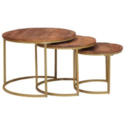 Tables basses gigognes 3 pcs Bois de mangue massif et acier 614916614916