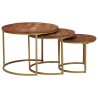Tables basses gigognes 3 pcs Bois de mangue massif et acier 614916614916