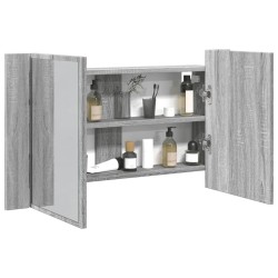 Armoire de salle de bain à miroir LED sonoma gris 80x12x45 cm 614922614922